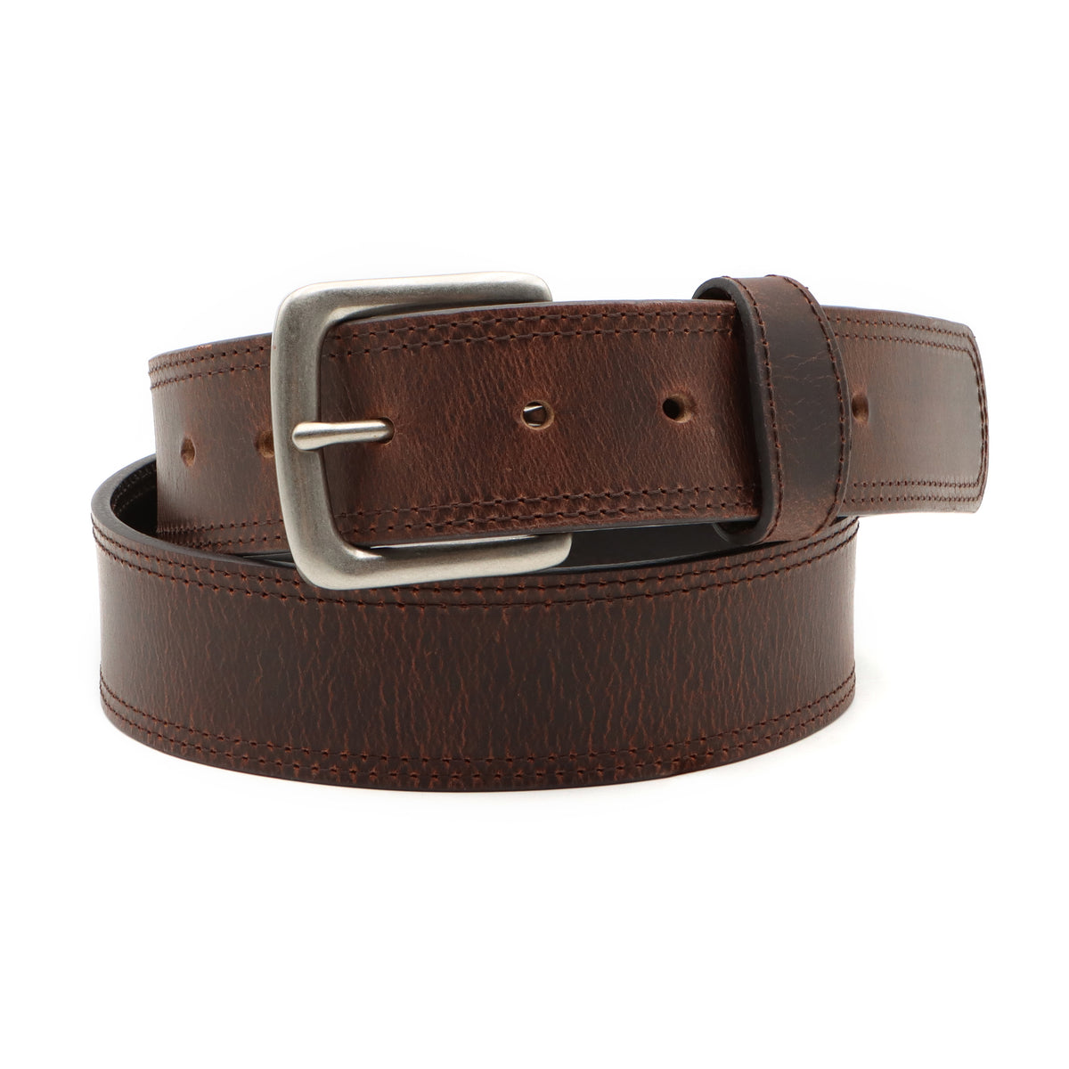 1 1/2&quot; Oily Brown Double Stitch Belt