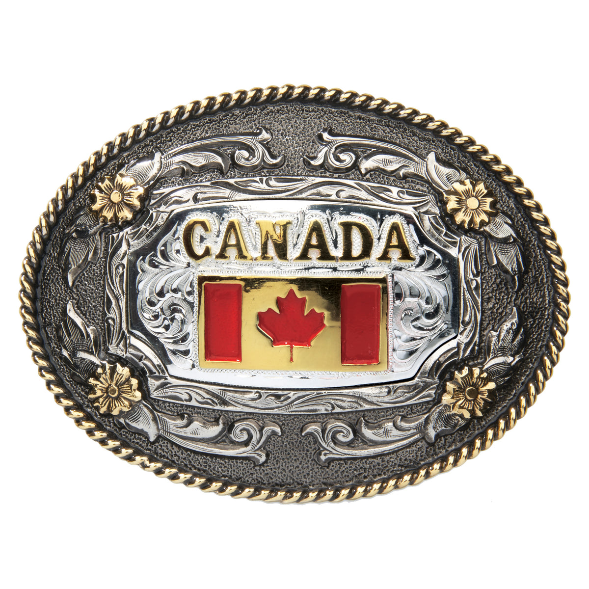 Canadian Flag — Oval Rope Edge Buckle
