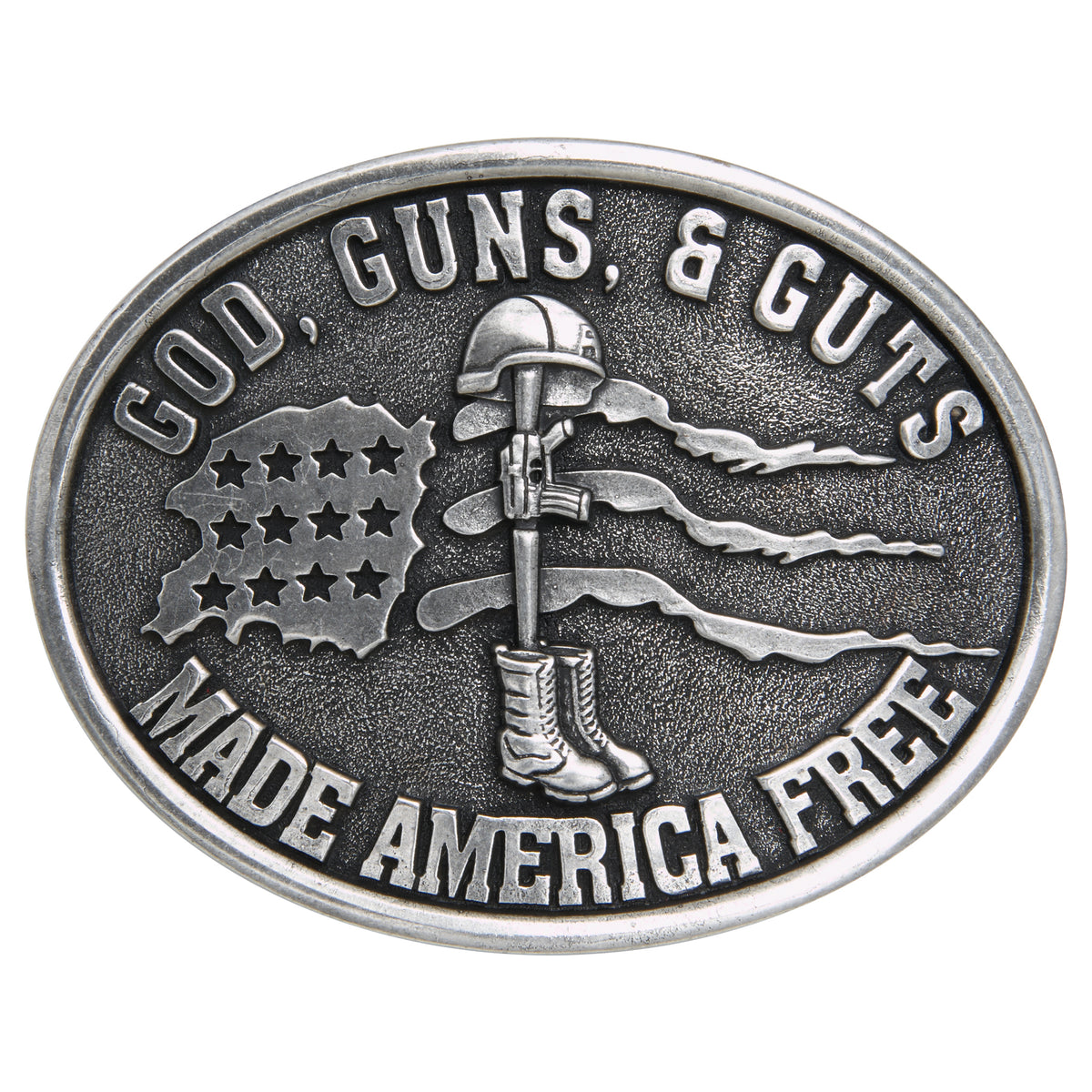 God, Guns &amp; Guts Made America Free Buckle