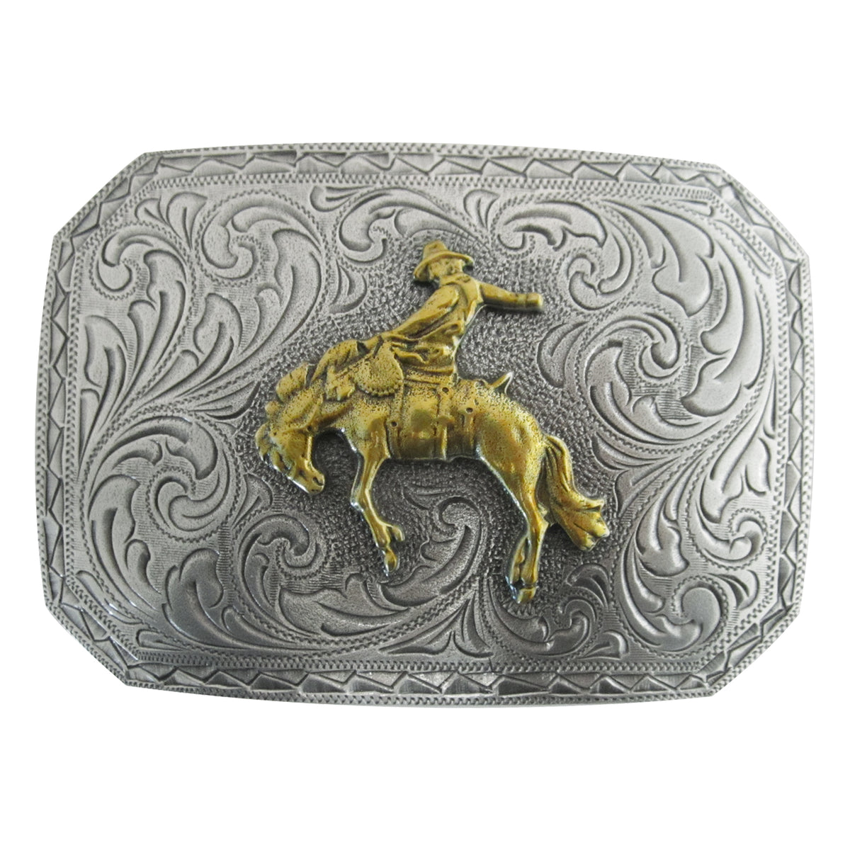 Etched Bronc Rider Buckle