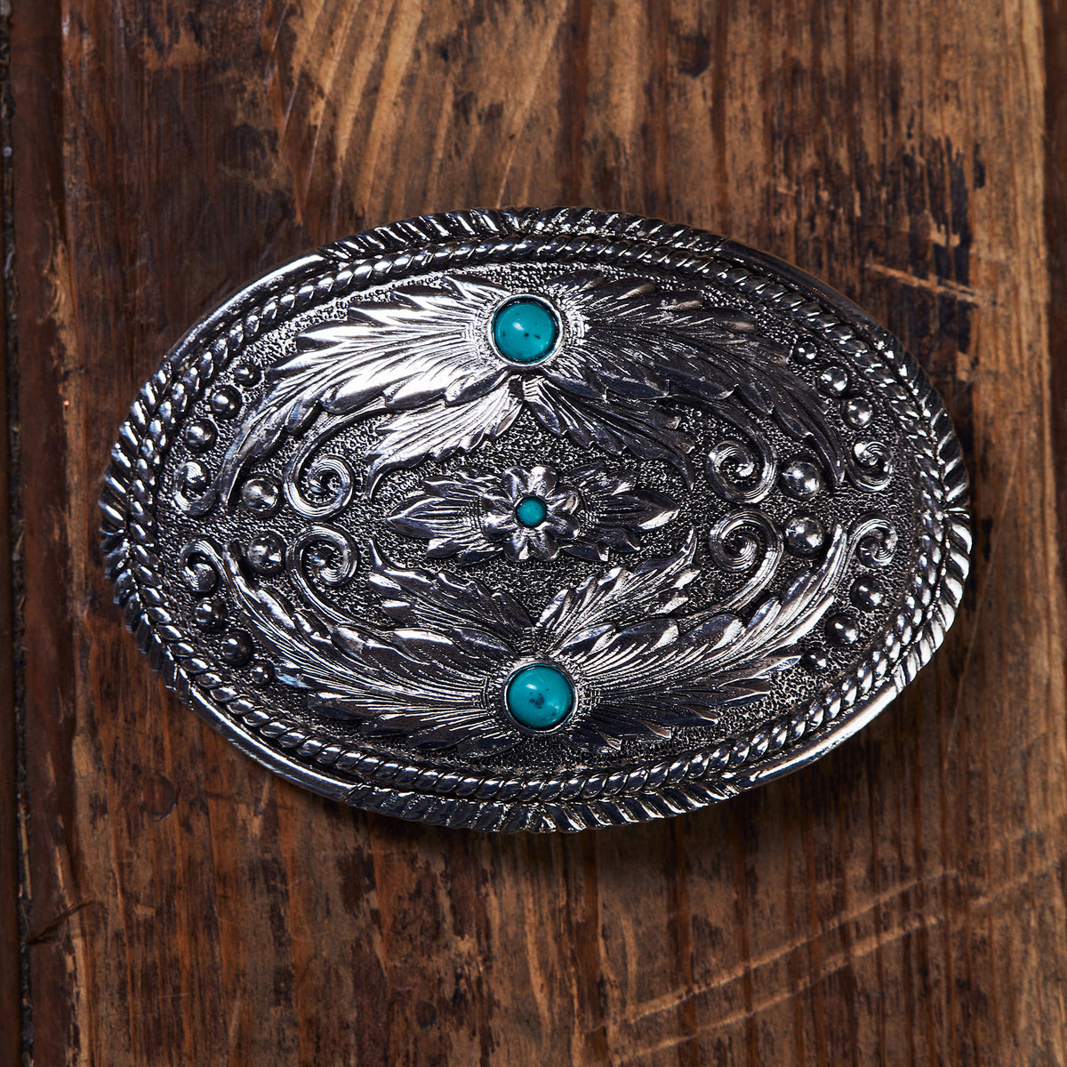 Fancy Feather Buckle with Turquoise