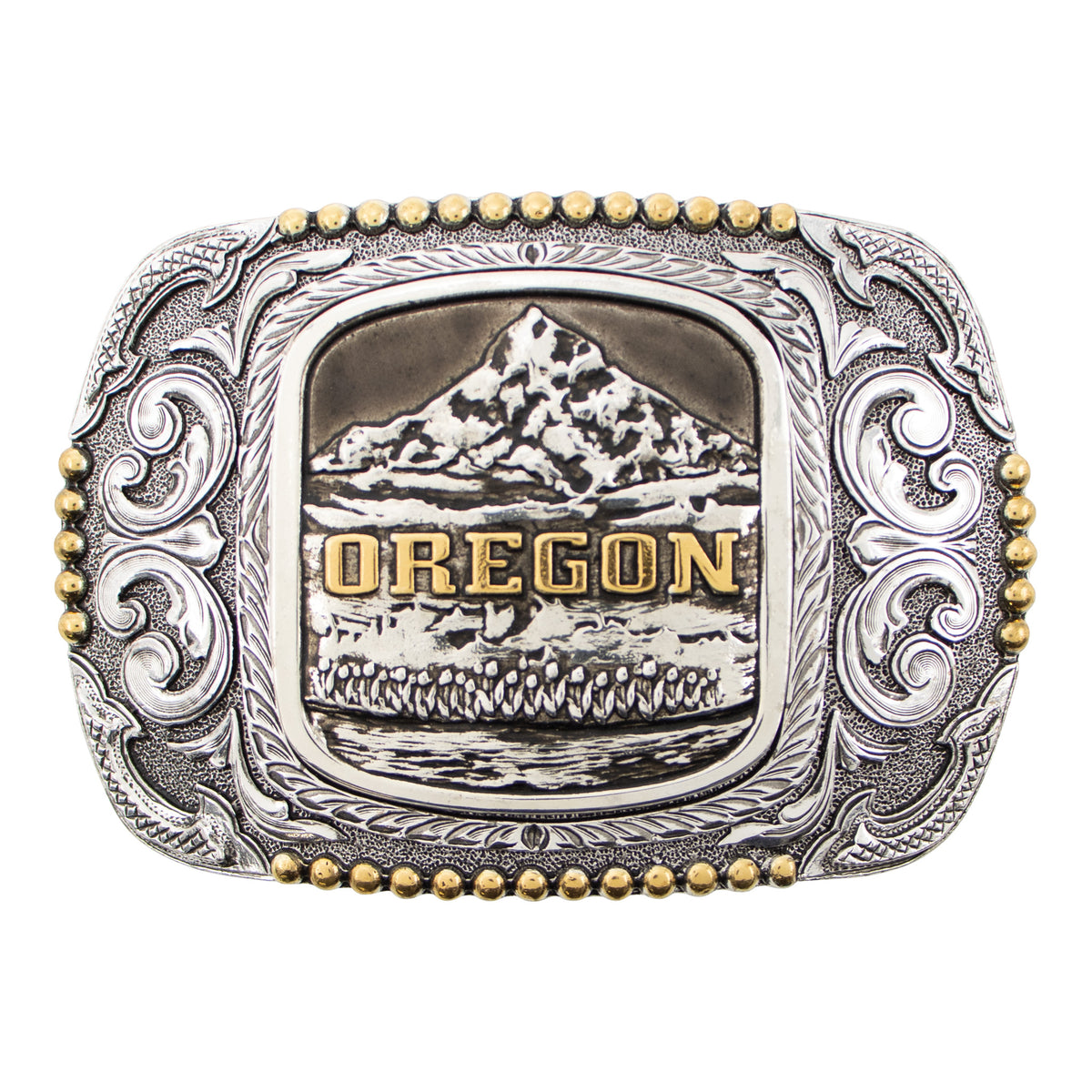 Oregon — Scrolled Rectangle Bead Edge Buckle