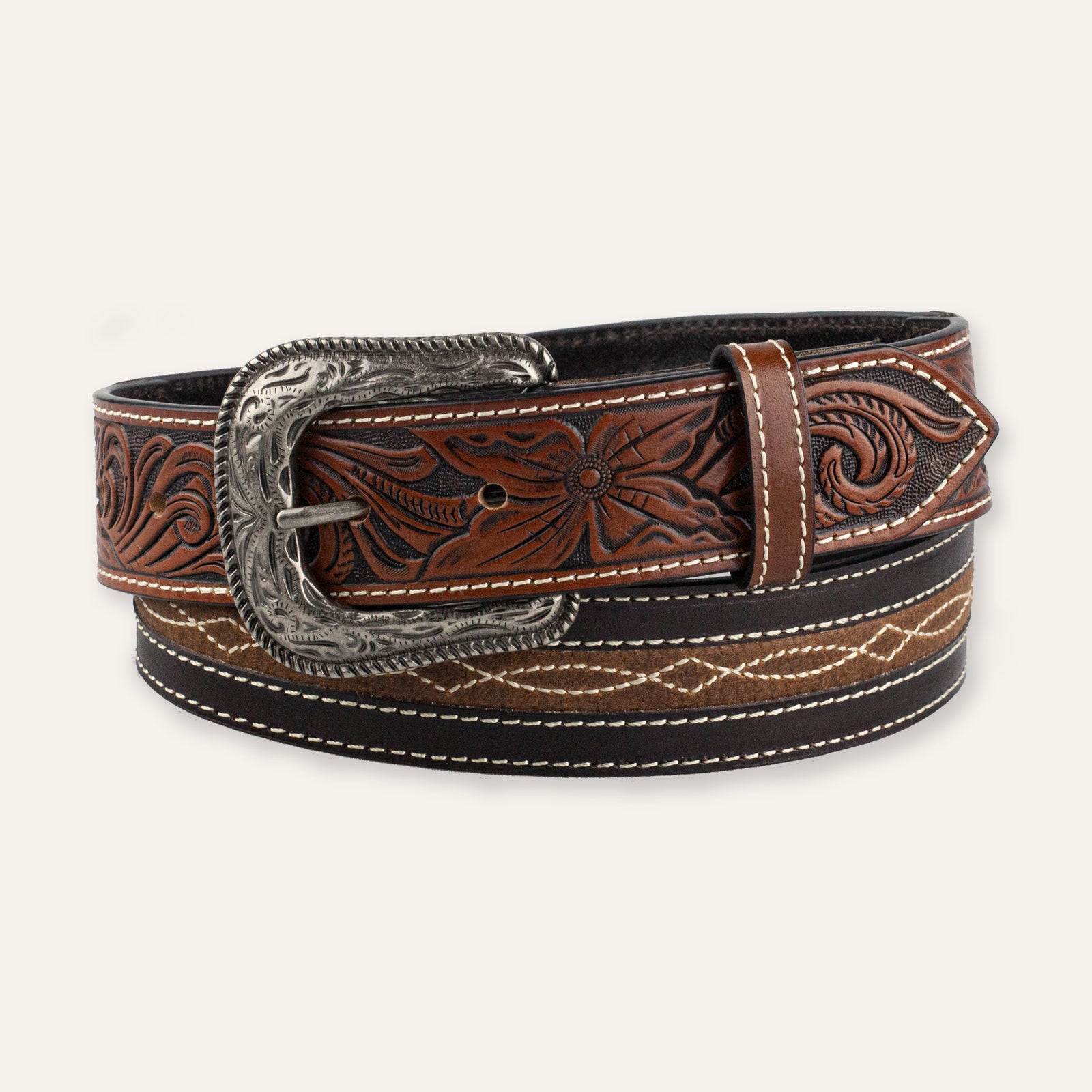 1 1/2" Scalloped Longhorn Western Buckle Belt
