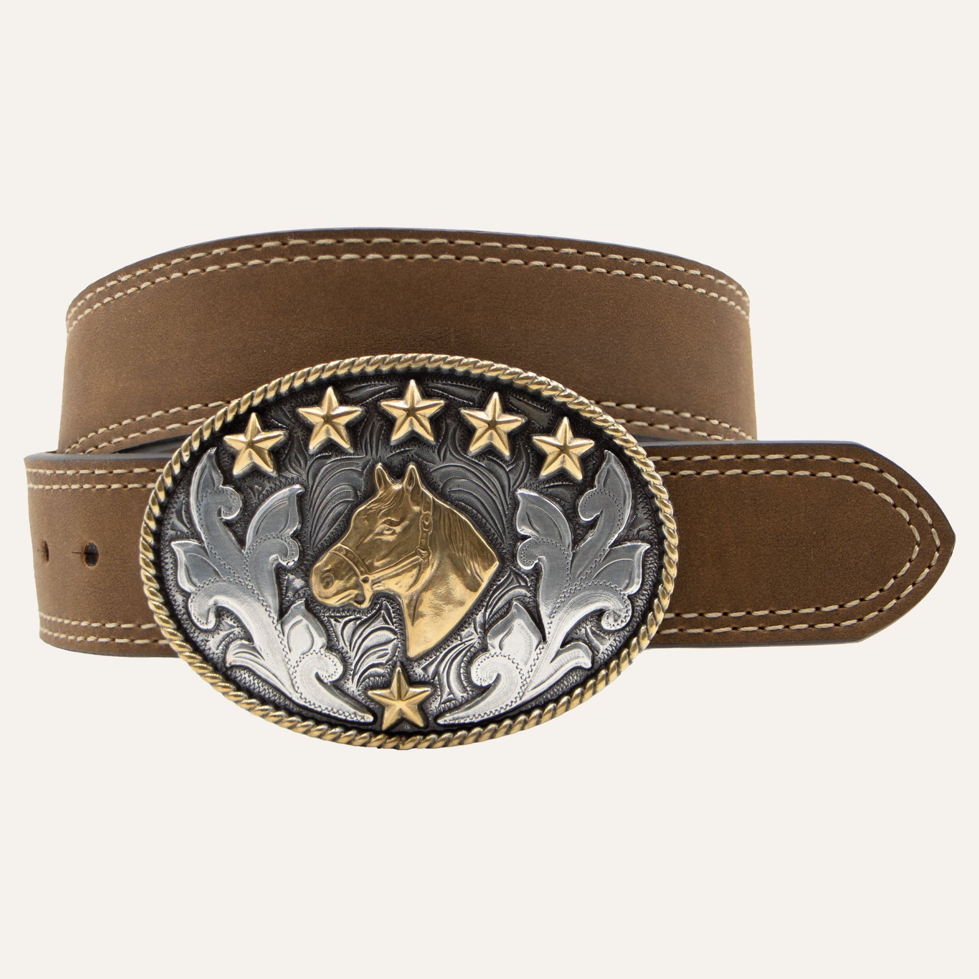 Kids’ 1 1/4" Horse Head Buckle with Double Stitch Belt