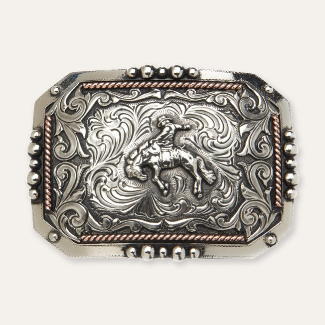 “Big Horn” Longhorn Skull with Feathers Buckle