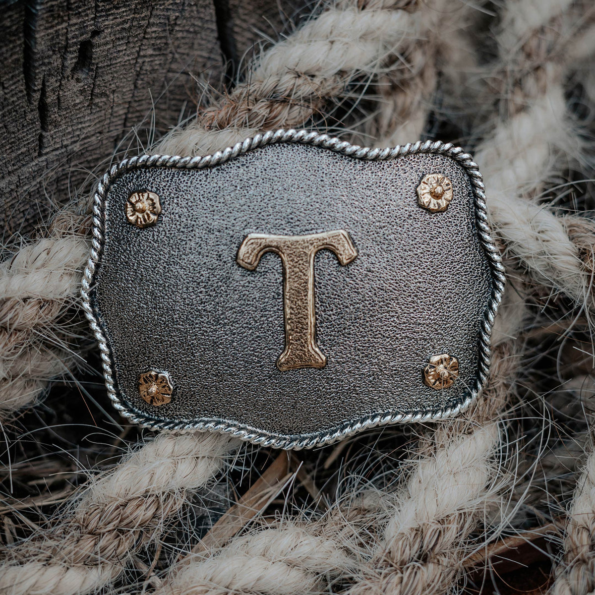Frosted Initial “T” Buckle