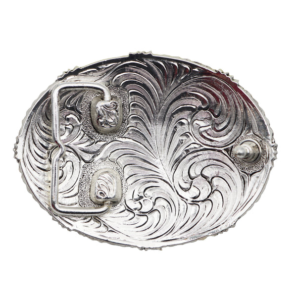 Oval Praying Cowboy with Barbed Wire and Rope Edge Buckle - AndWest