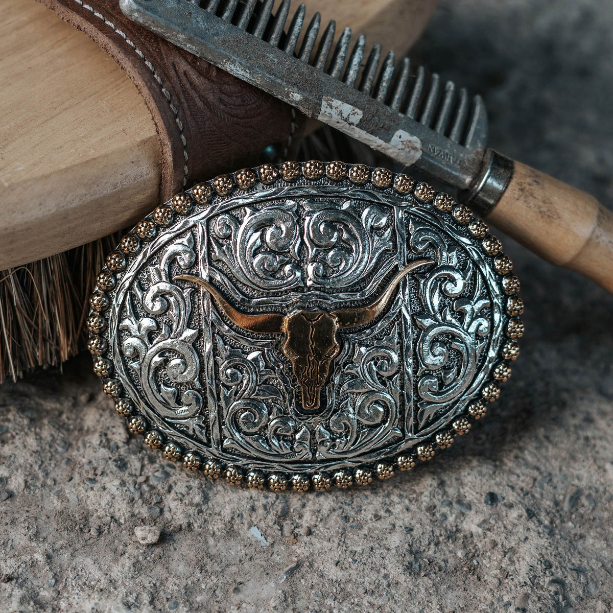 Longhorn Skull with Berry Edge Buckle