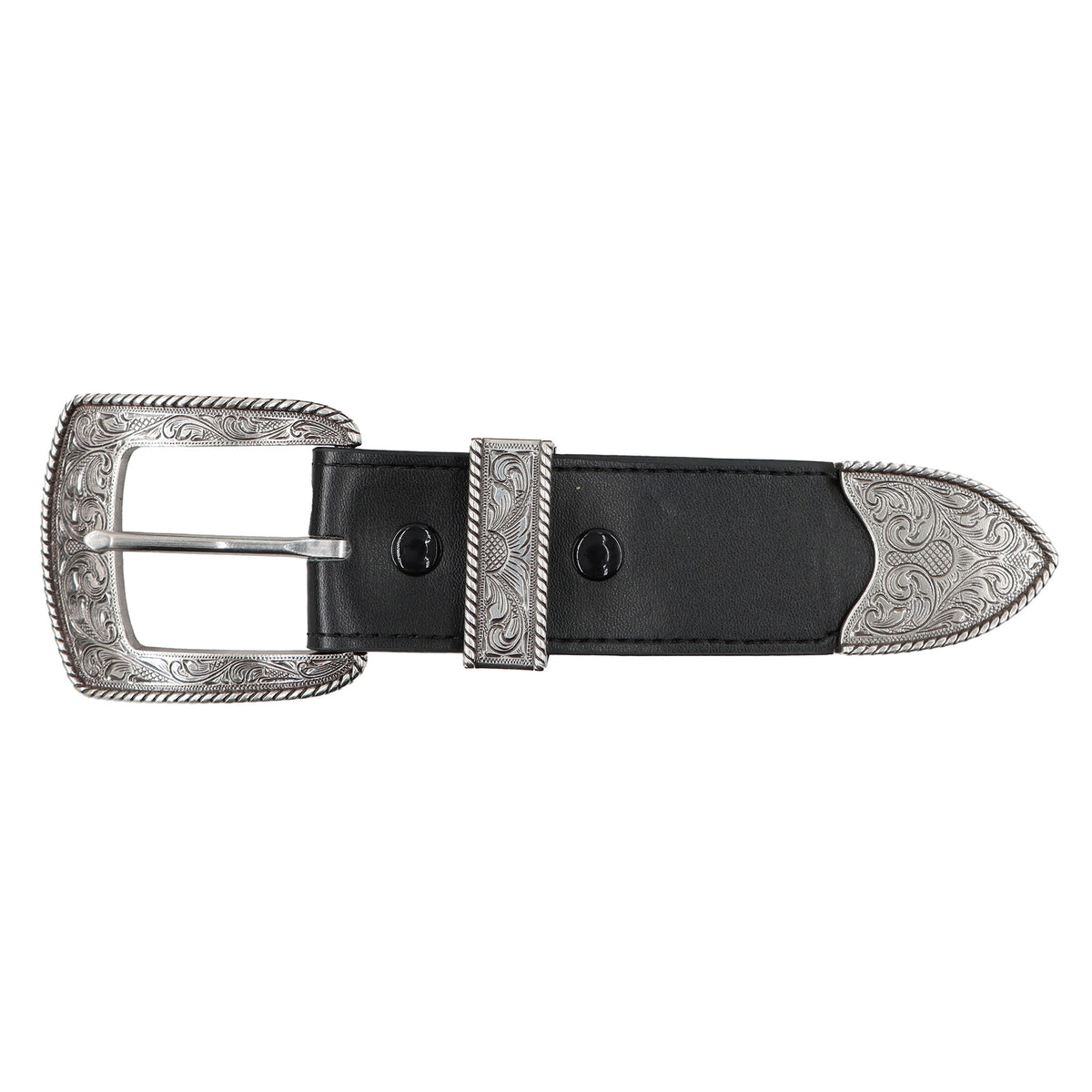 Engraved with Rope Border Three Piece Buckle Set