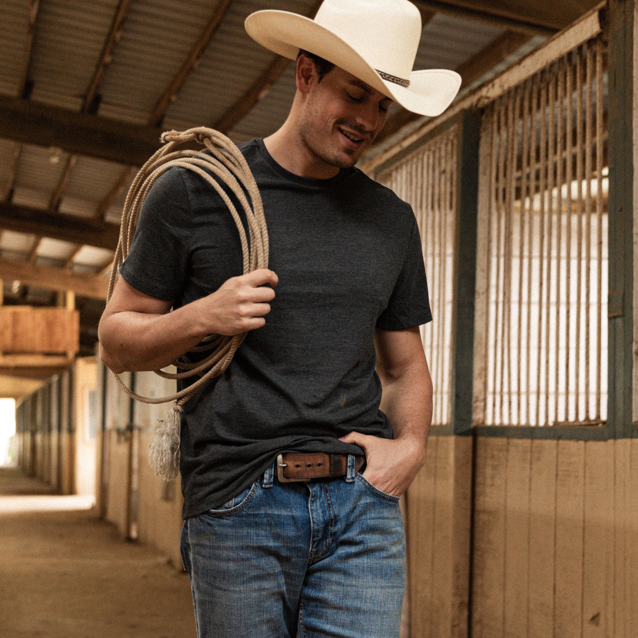 With Buckle Men's Western Belt Floral Embossed Tabs Lacing Brown