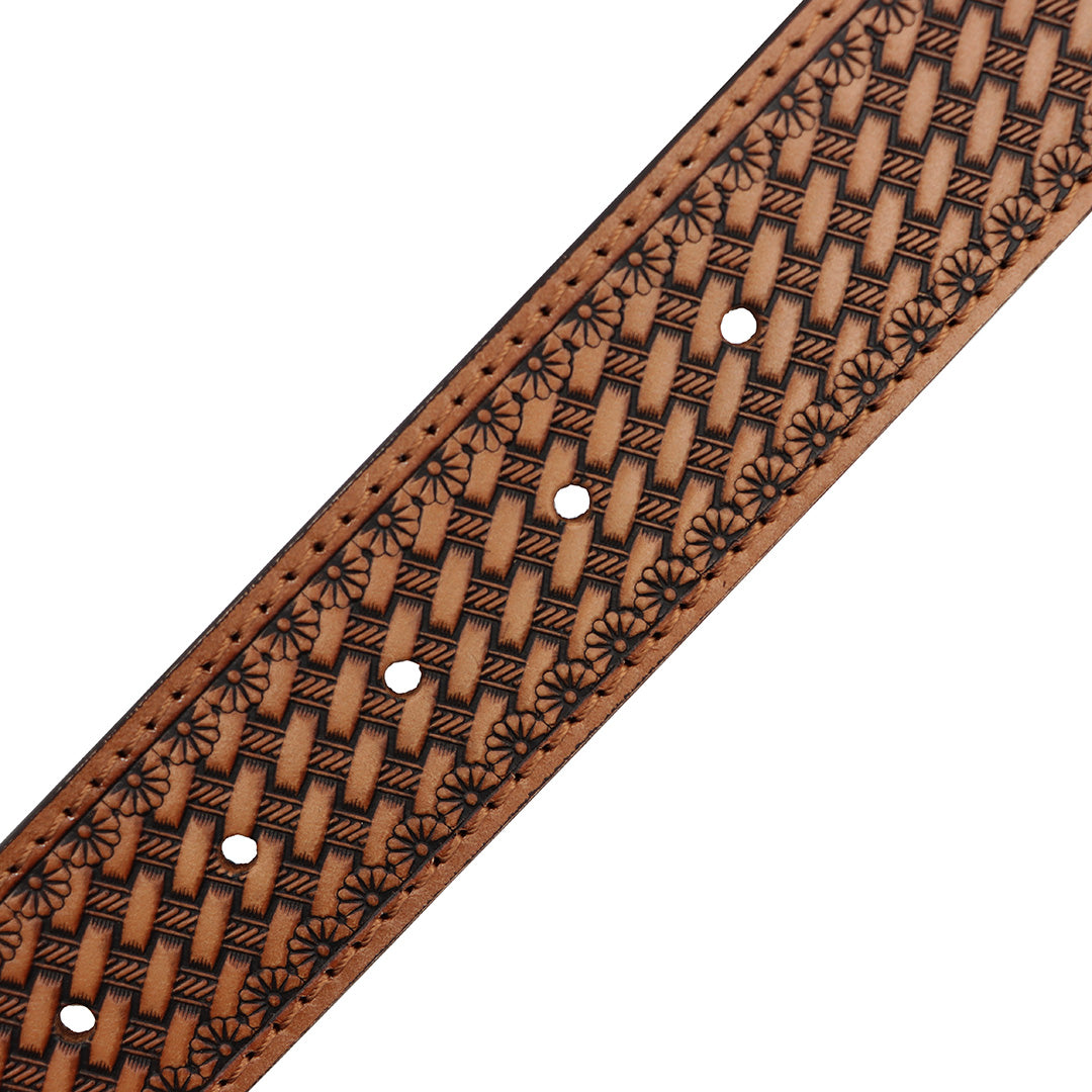 1 1/2" Basketweave Billets with Longhorn Buckle Belt