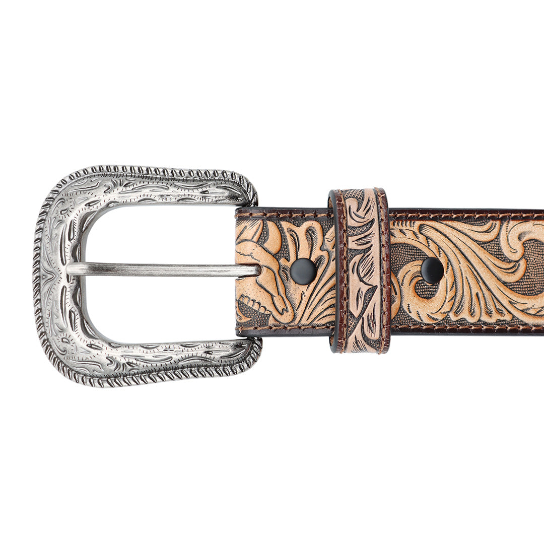 1 1/2&quot; Western Tooled Skull Belt