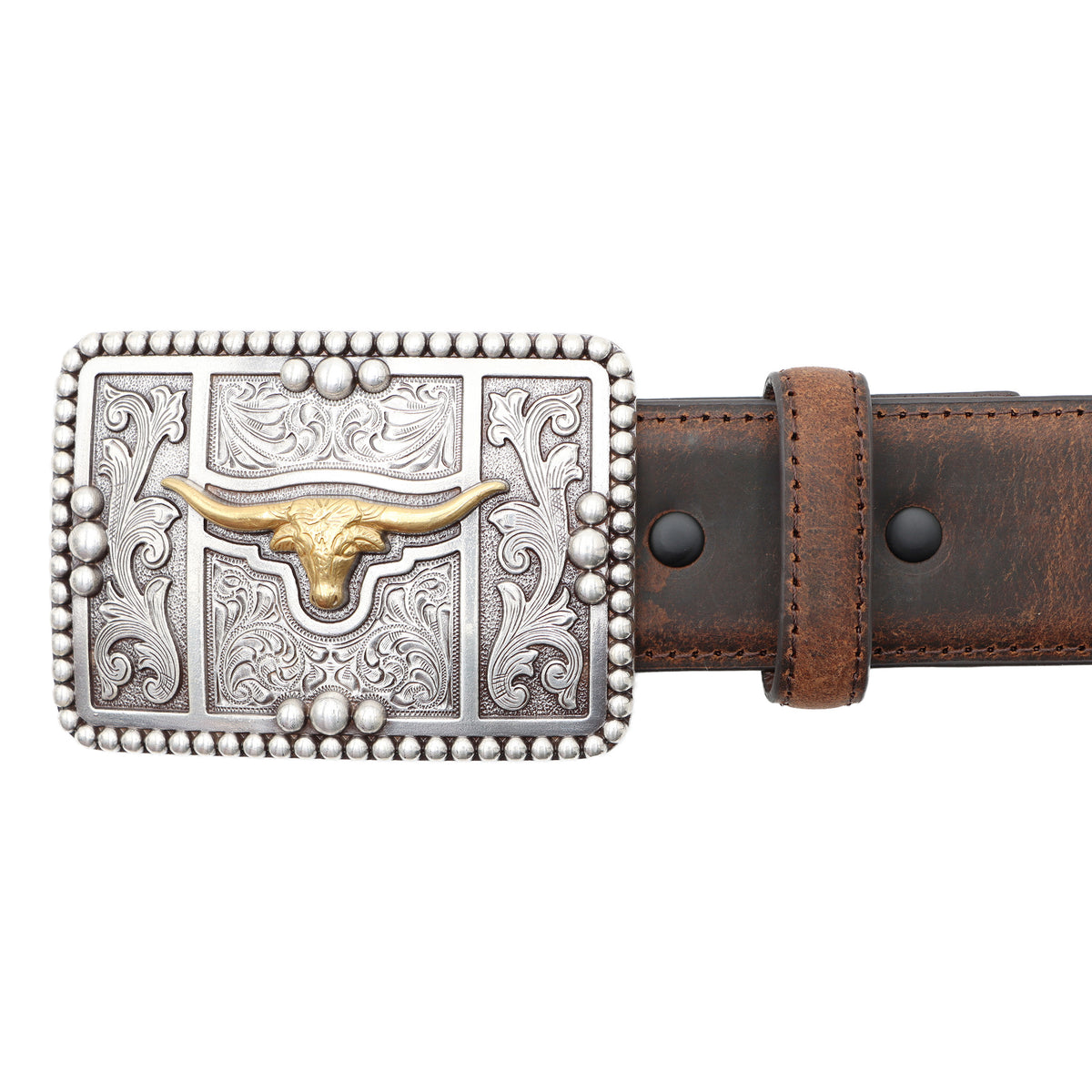 1 1/2&quot; Longhorn with Beaded Edge Buckle Belt