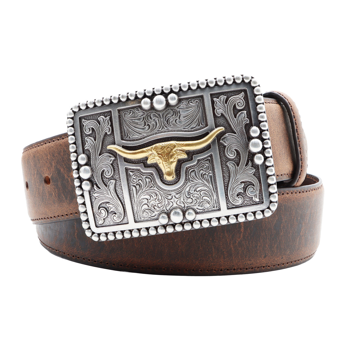 1 1/2&quot; Longhorn with Beaded Edge Buckle Belt