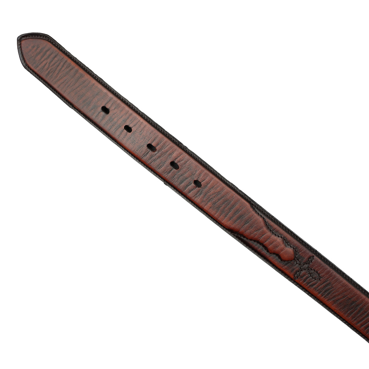 1 1/2" Rich Mahogony with Billets and Stitches Belt