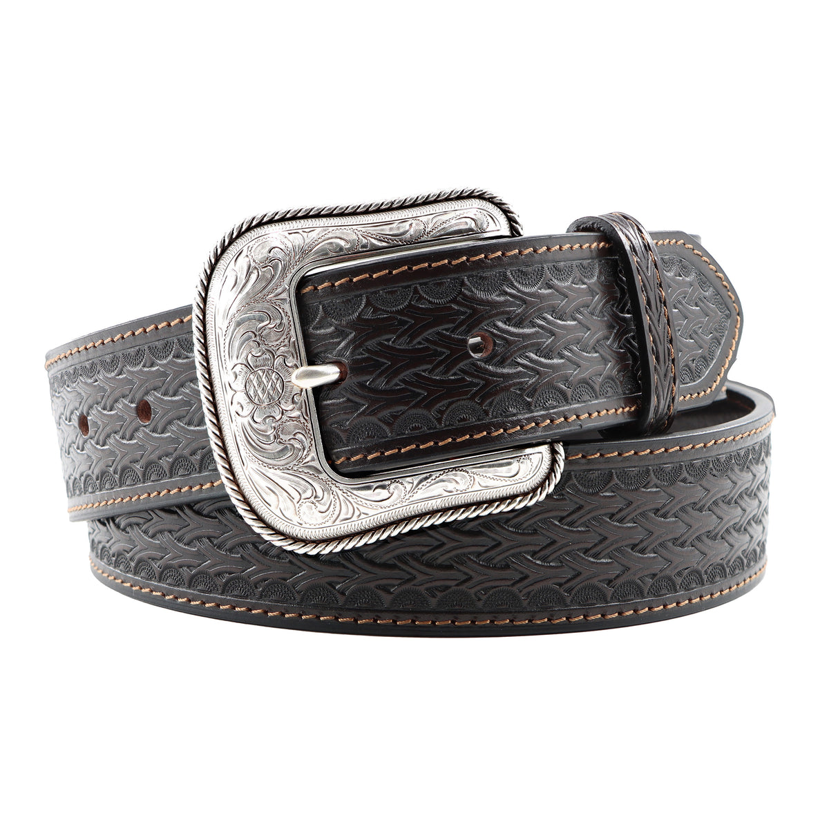 1 1/2" Barbed-Wire Tooled Belt