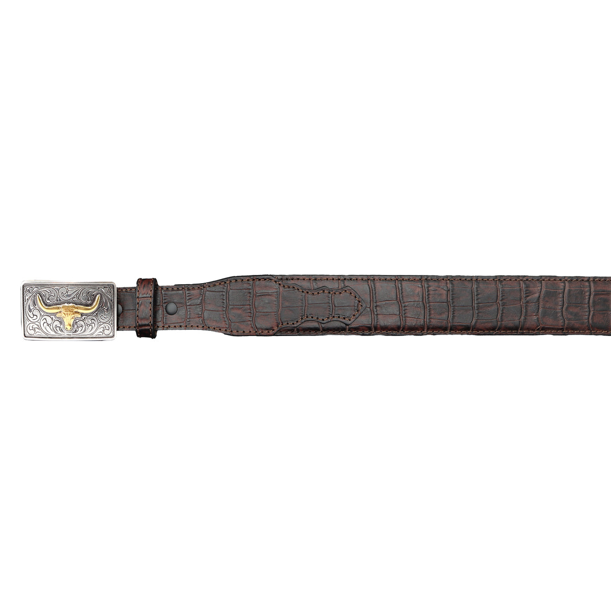 1 1/2" – 1" Tapered Alligator with Longhorn Buckle Belt