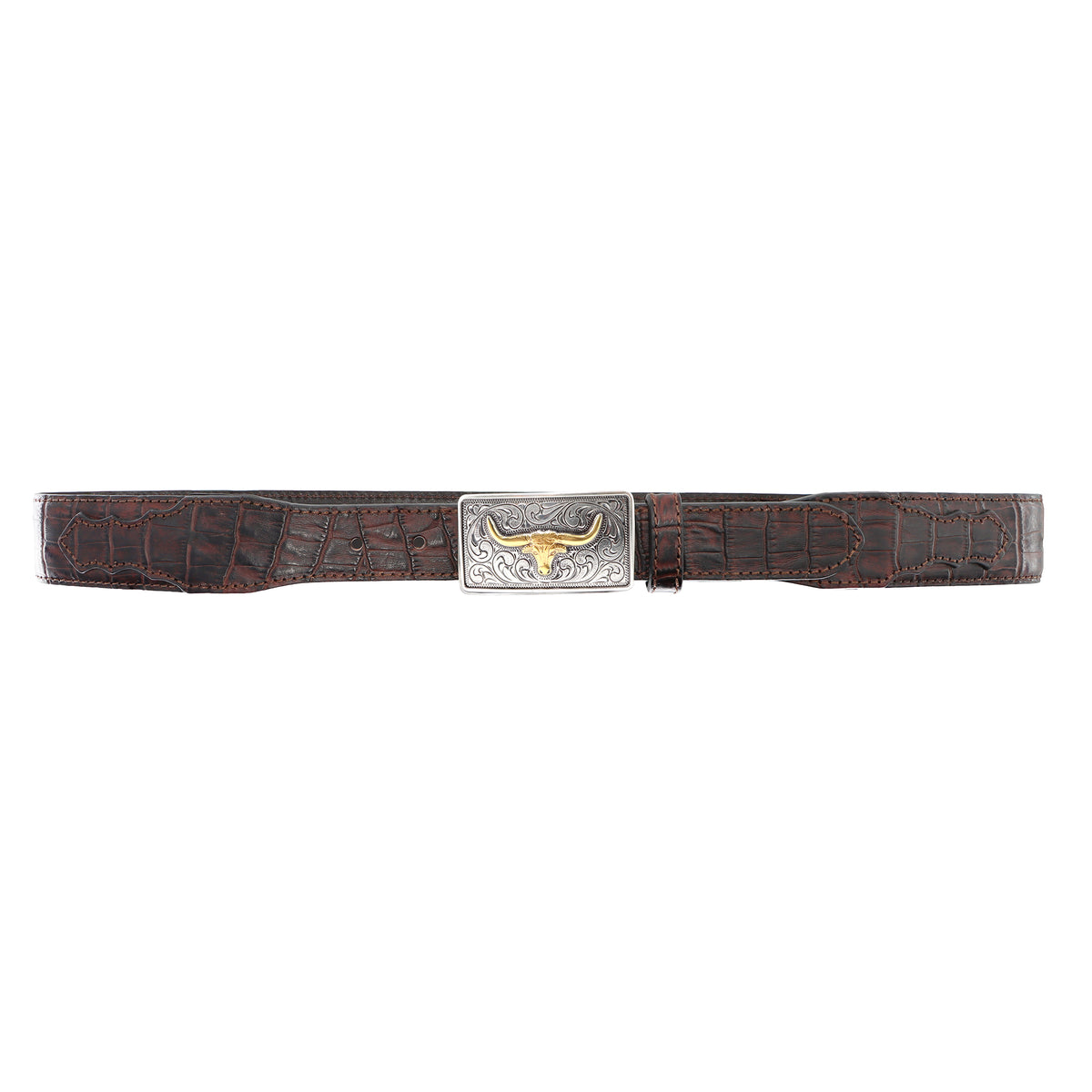 1 1/2" – 1" Tapered Alligator with Longhorn Buckle Belt
