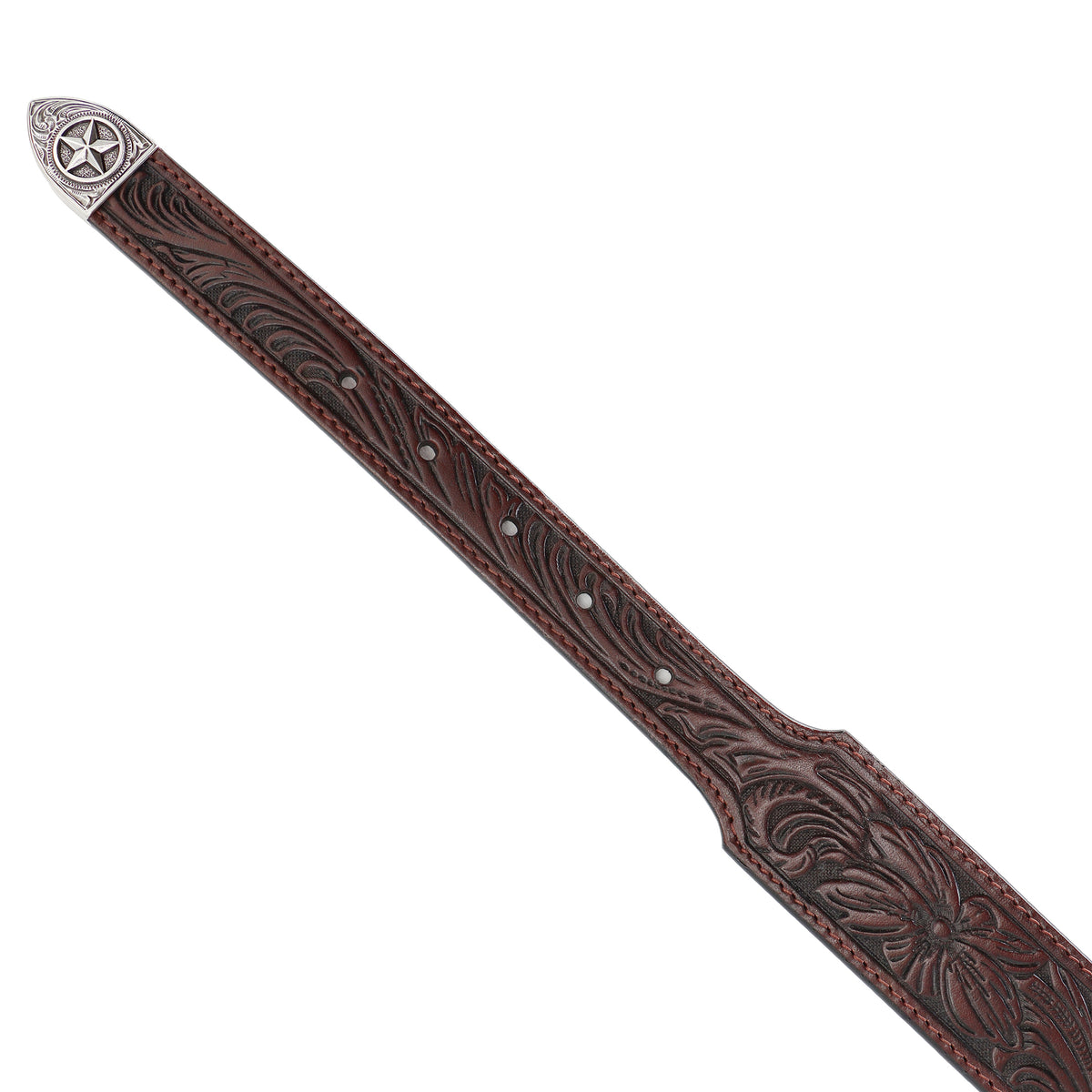 1 1/2" – 1" Tapered Tooled with Three-Piece Star Buckle Set Belt