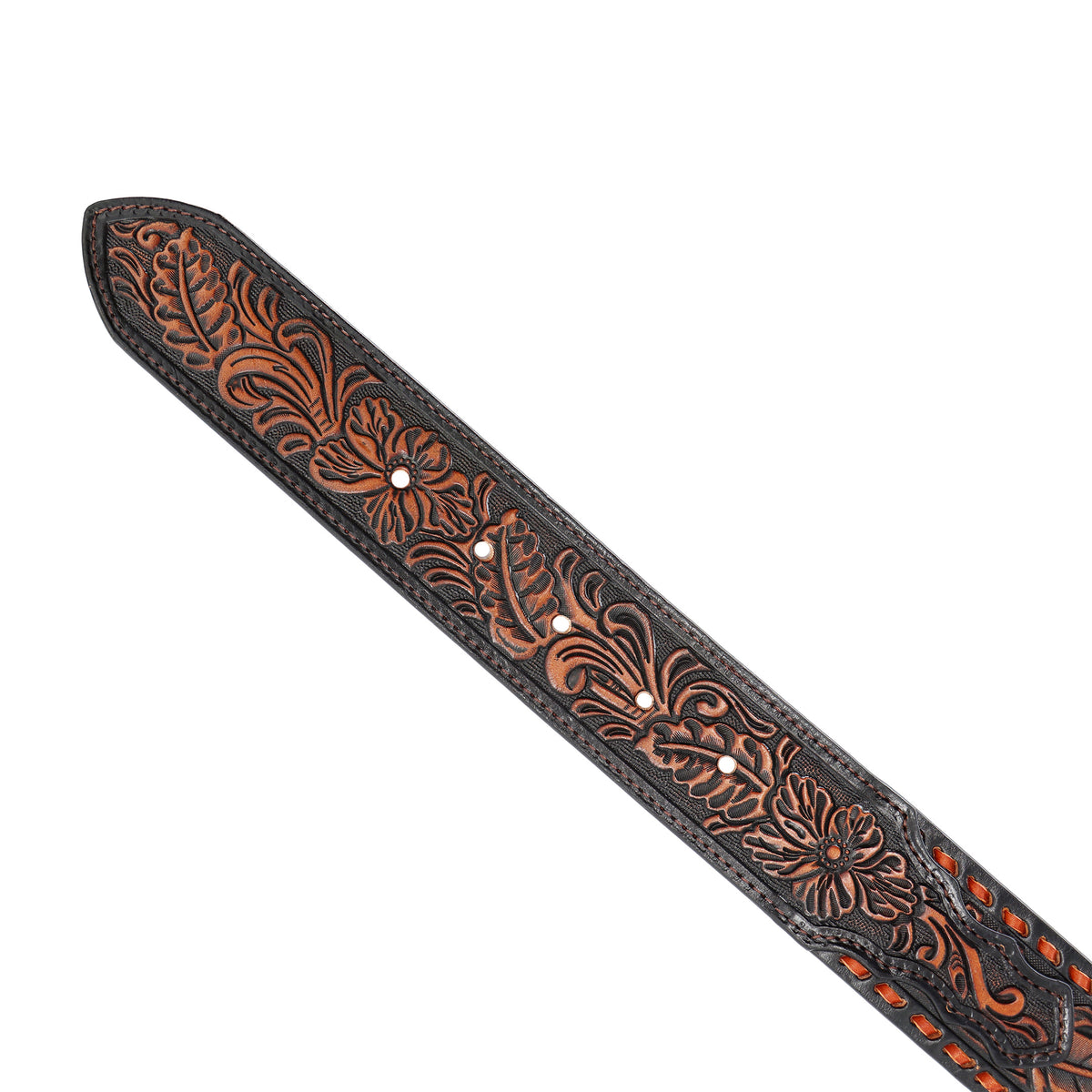 1 1/2" Whipstitch Tooled with Flower Billets Belt