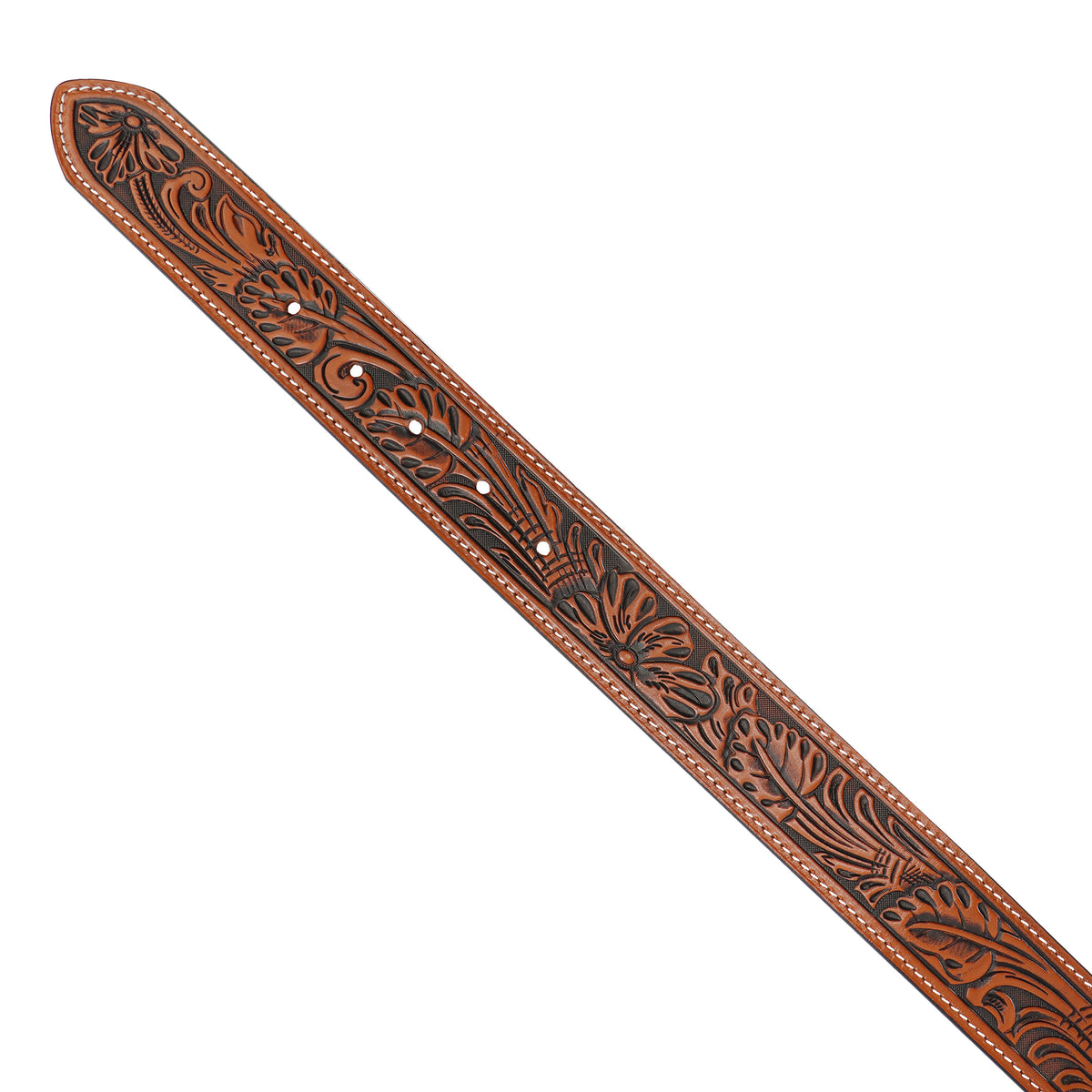 1 1/2" Tooled “Lone Star” Filigree Star Buckle Belt