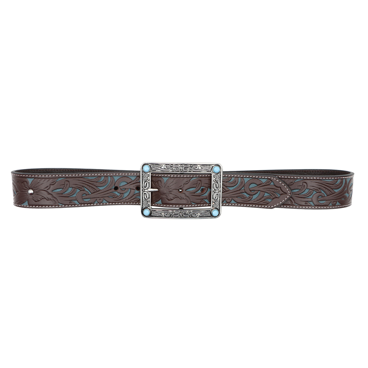 Women&#39;s 1 1/2&quot; Tooled Filigree with Rectangular Buckle Belt