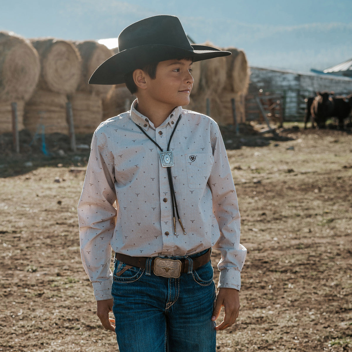 Kids’ 1 1/4&quot; Scalloped Longhorn Buckle Belt