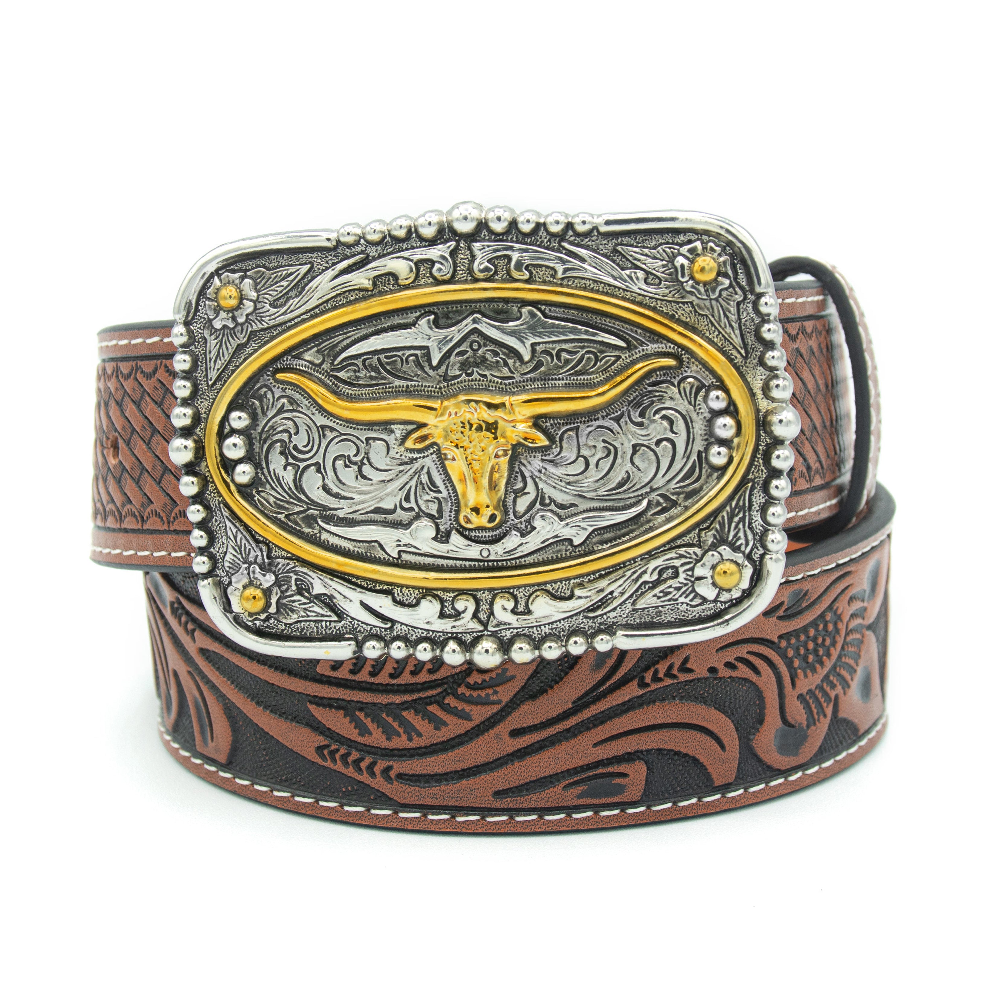 Brown ERL Metal Logo Leather Belt | SVD