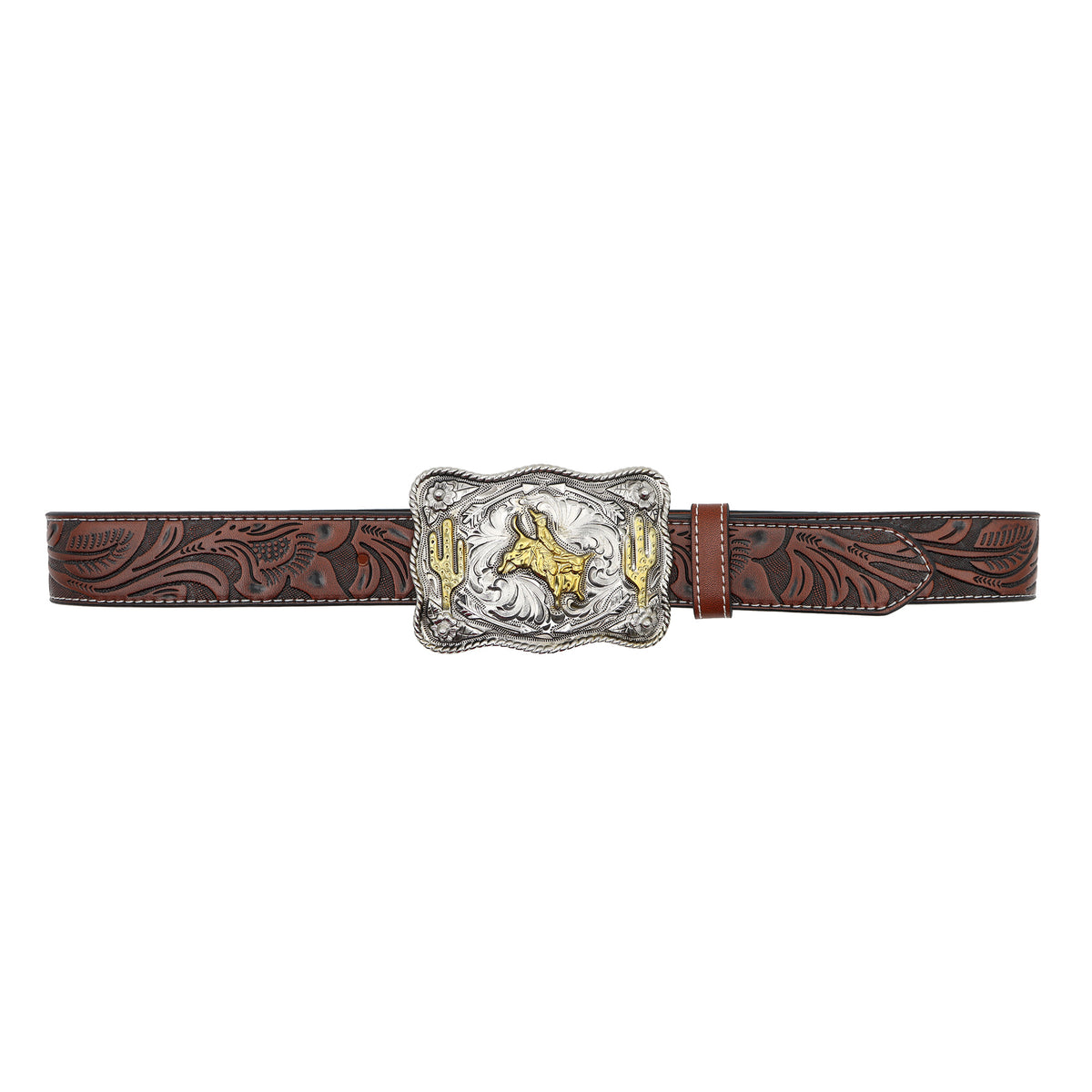 Kids&#39; 1 1/4&quot; Cactus Bull Rider Buckle Belt