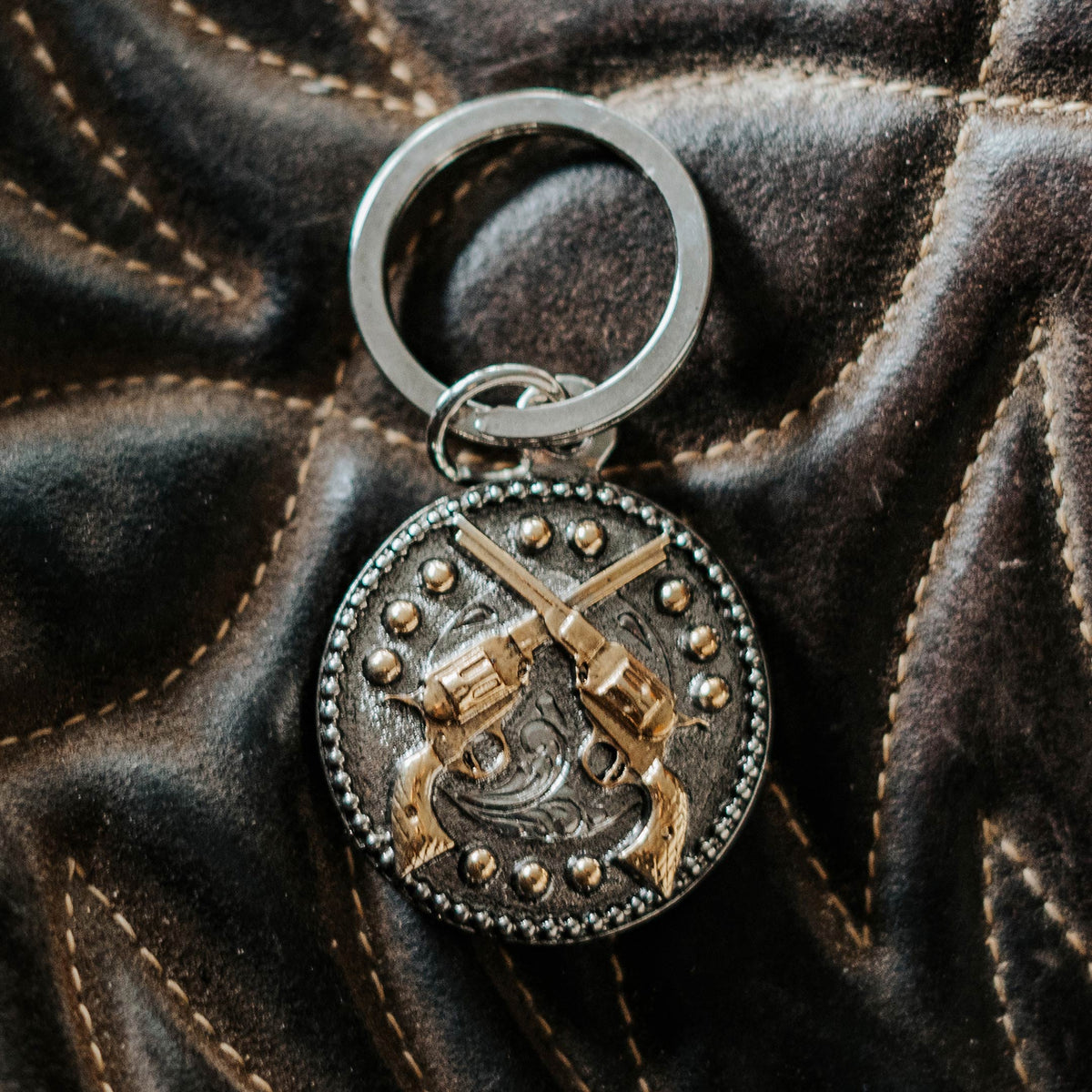 Crossed Pistols Keychain