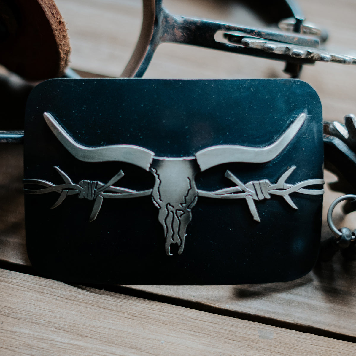Longhorn Skull Patina Buckle