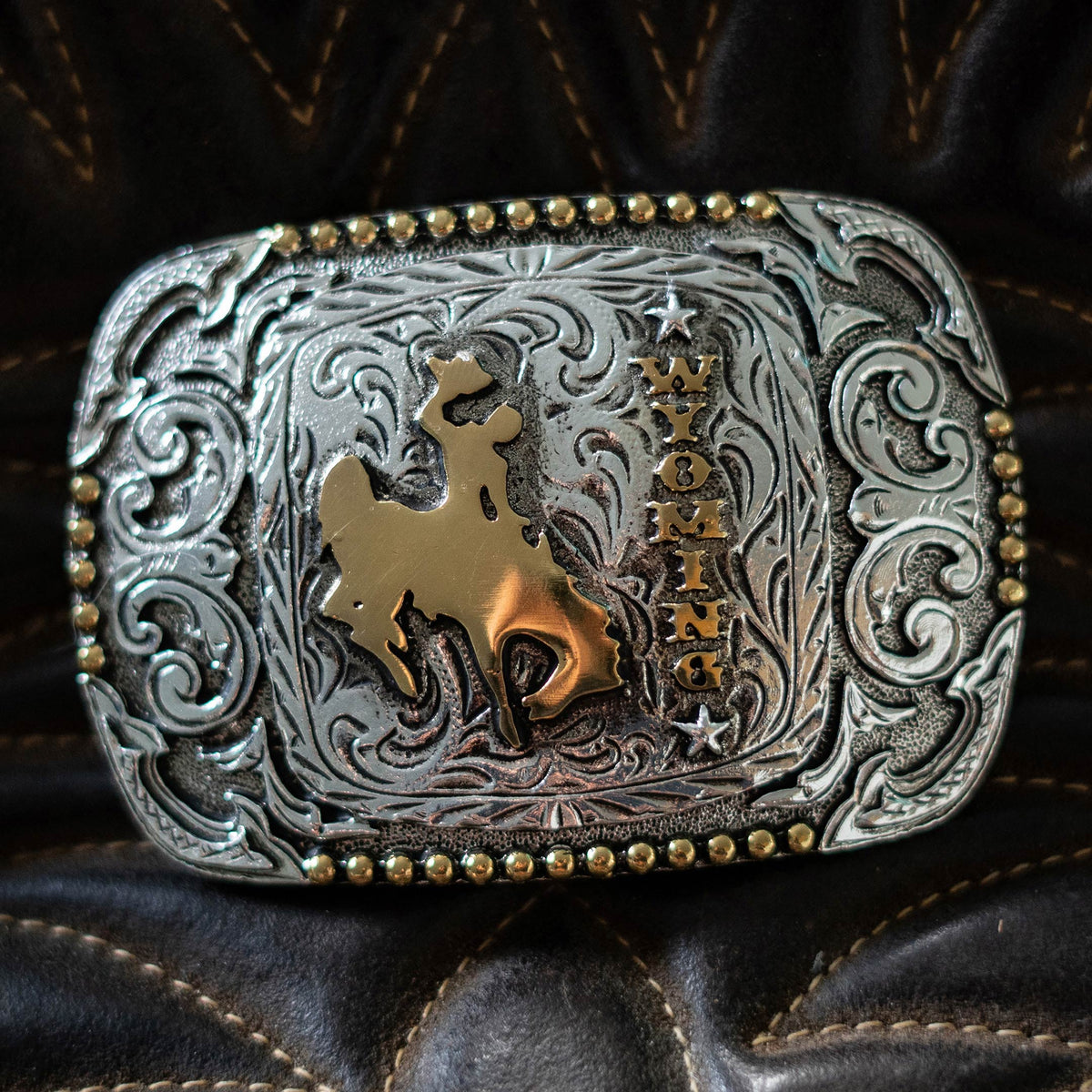 Wyoming — Scrolled Rectangle Bead Edge Buckle
