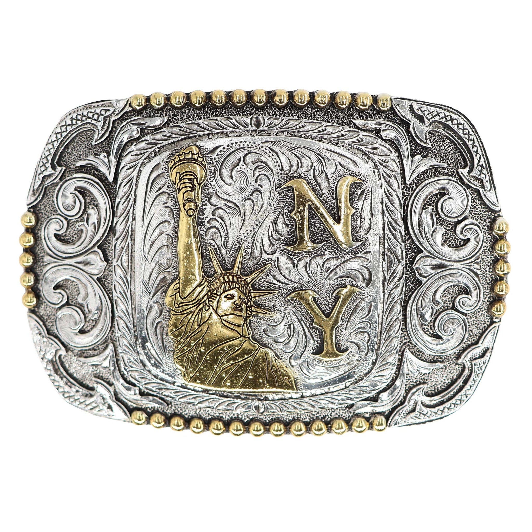 アクセサリー york New York — Scrolled Rectangle Bead Edge Buckle - AndWest