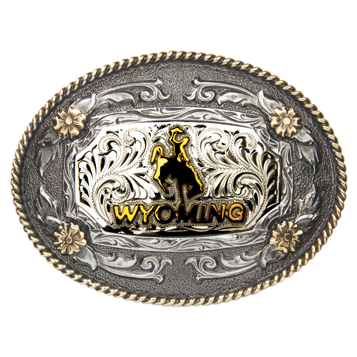 Wyoming Bronco — Oval Rope Edge  Buckle
