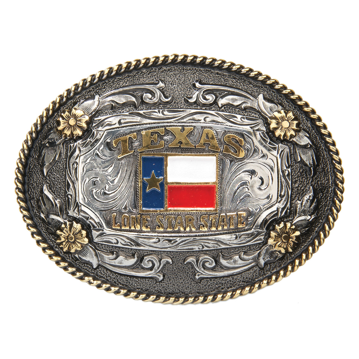 Texas Flag — Oval Rope Edge Buckle