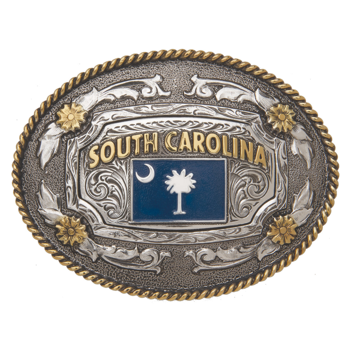 South Carolina Flag— Oval Rope Edge Buckle