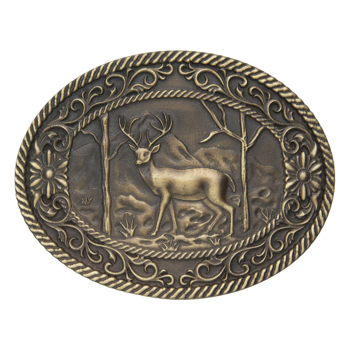 White Tail Deer with Scrolls Buckle