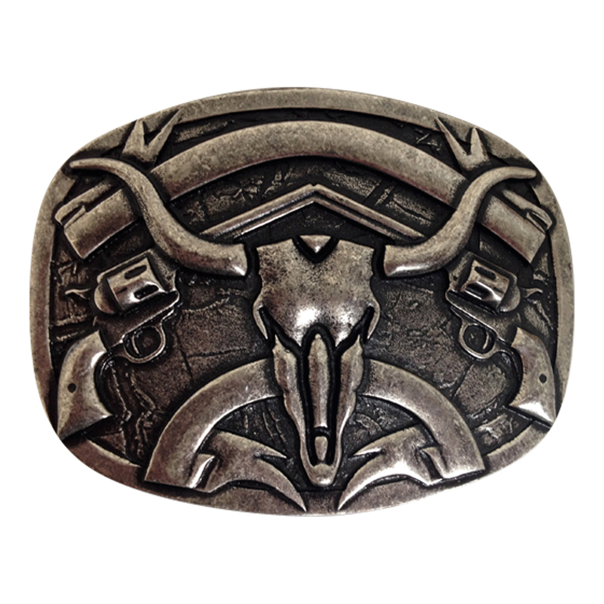 Steer Skull with Pistols Buckle