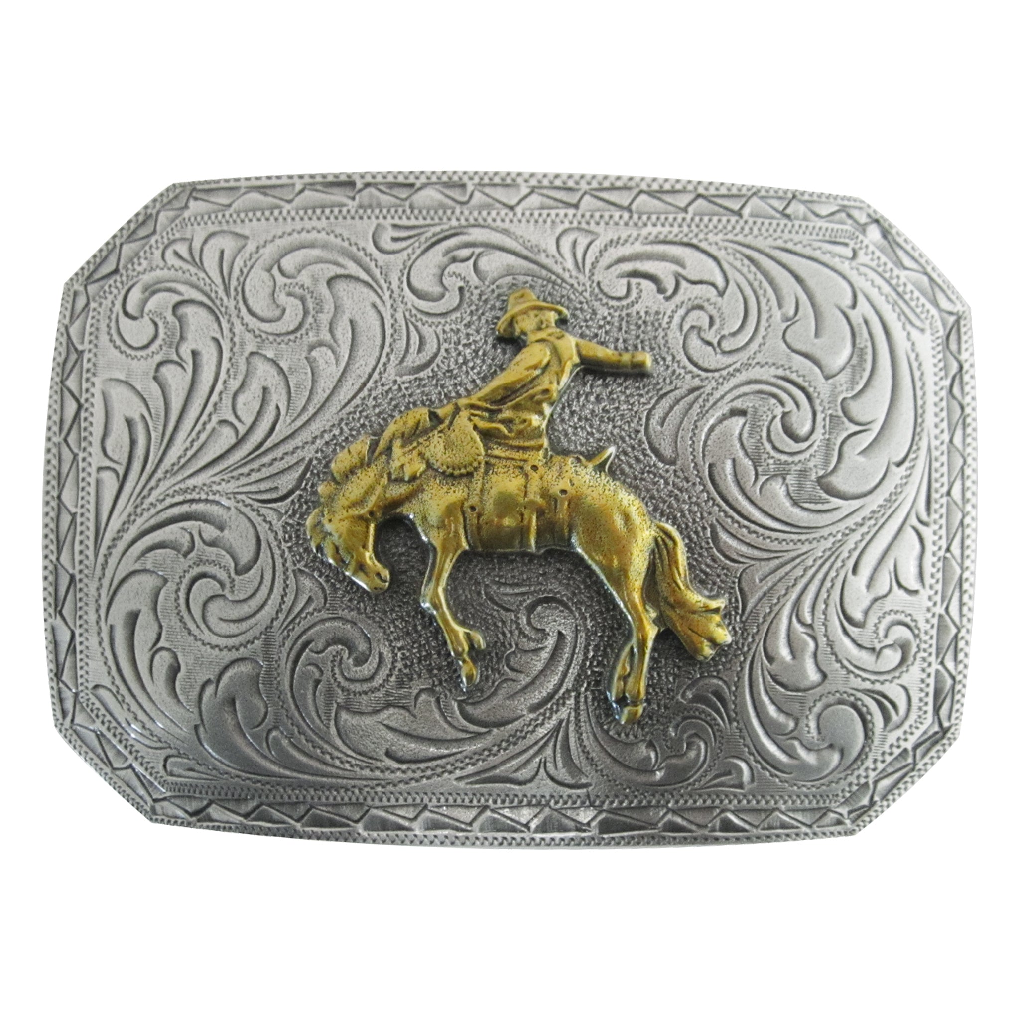 Etched Bronc Rider Buckle - AndWest