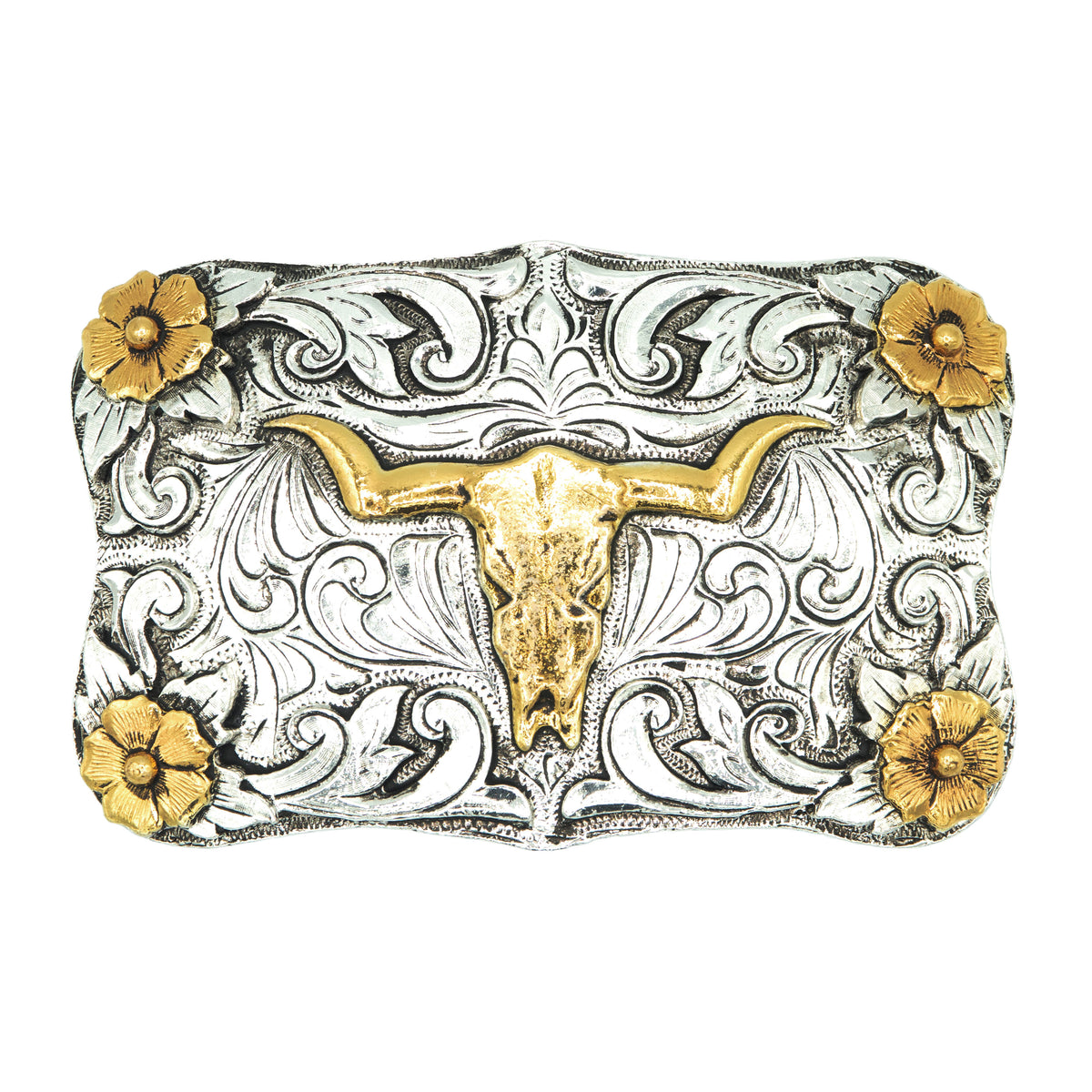 Deer Skull with Classic Flowers Buckle