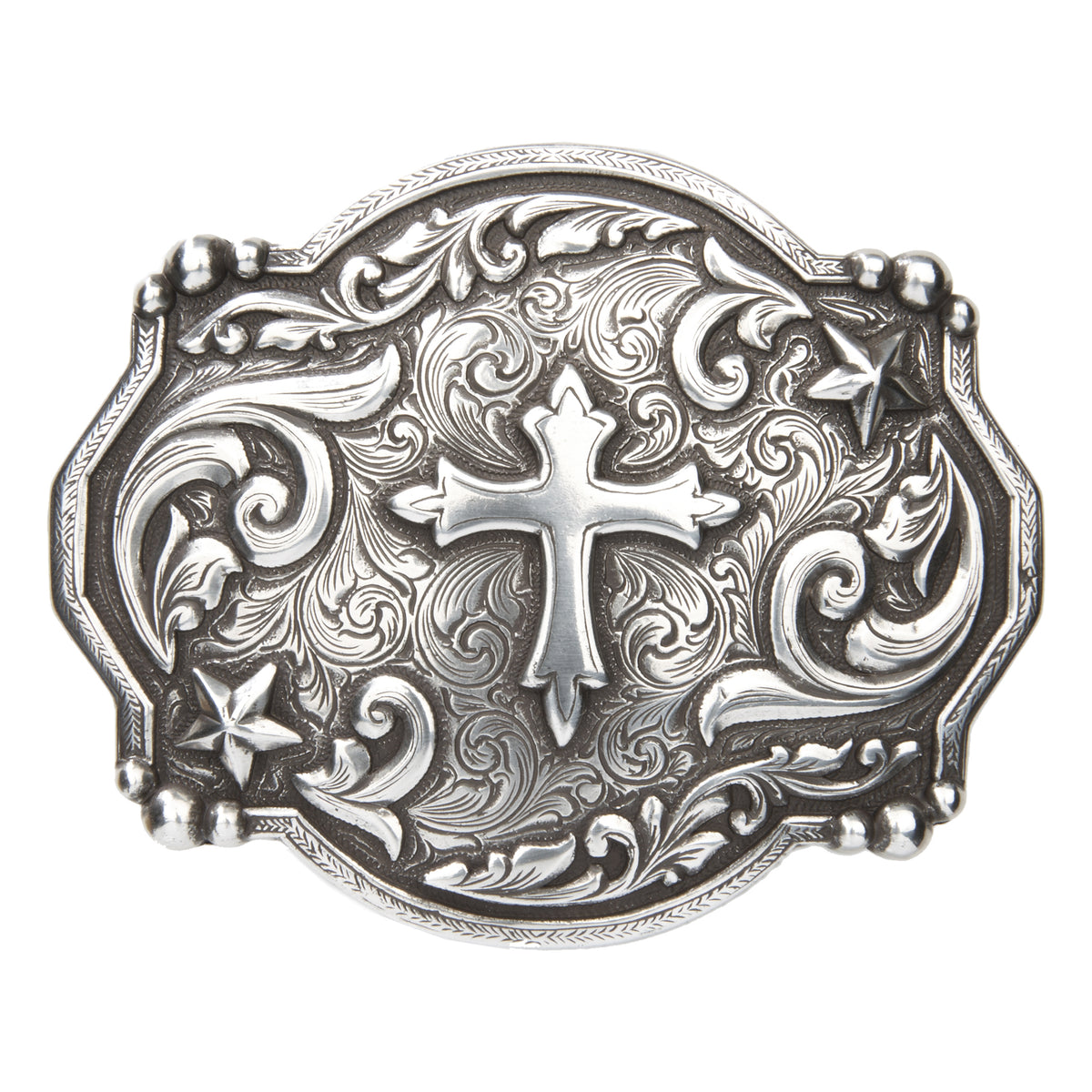 Scalloped Varied Edge Cross with Scrolls Buckle
