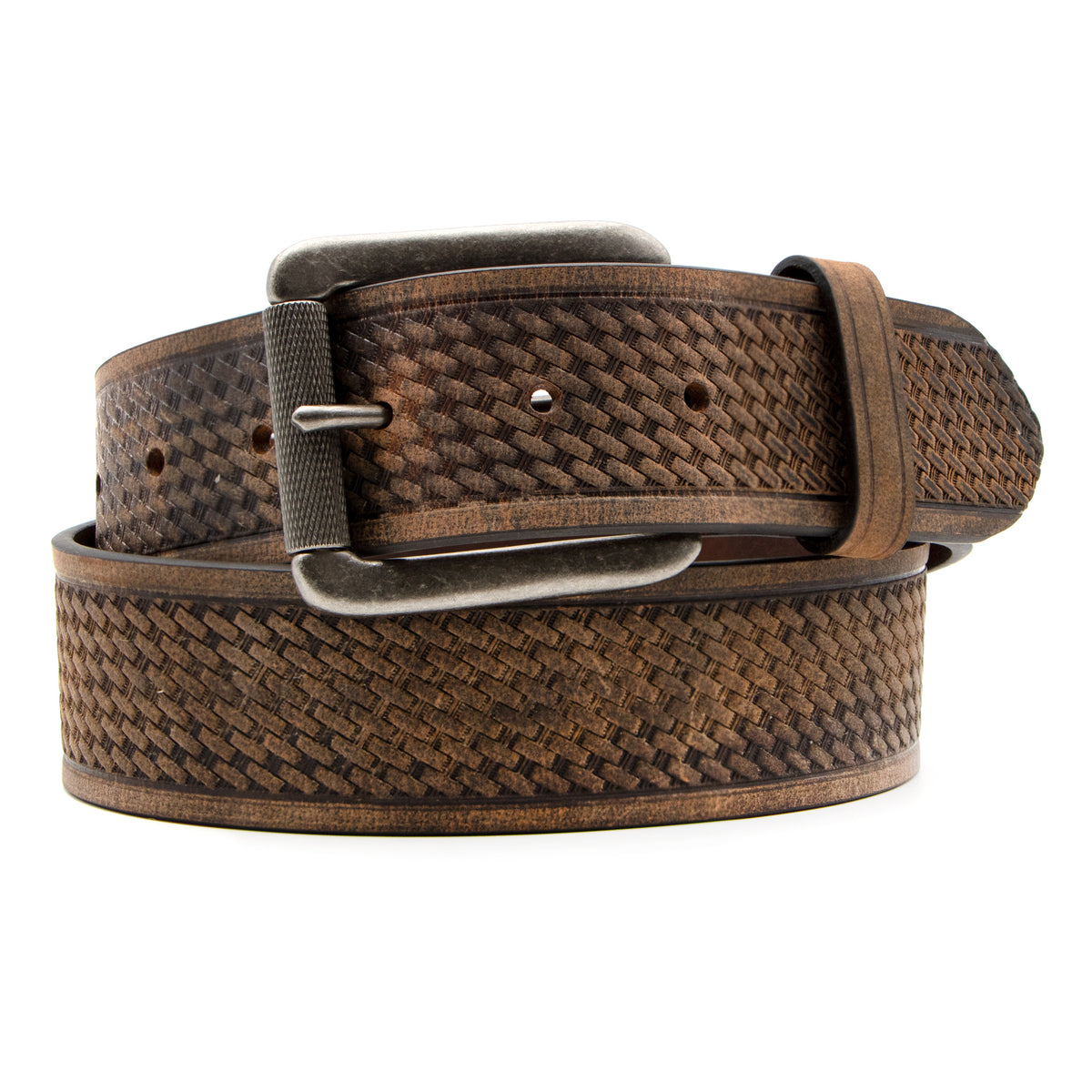 1 1/2&quot; Roller Buckle Basketweave Belt