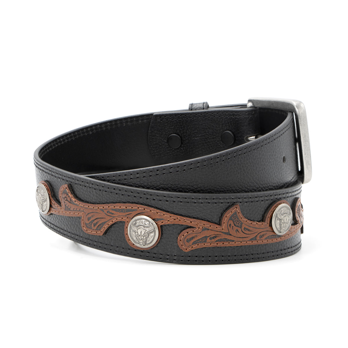 1 1/2&quot; Western Scrolled with Skull Conchos Belt