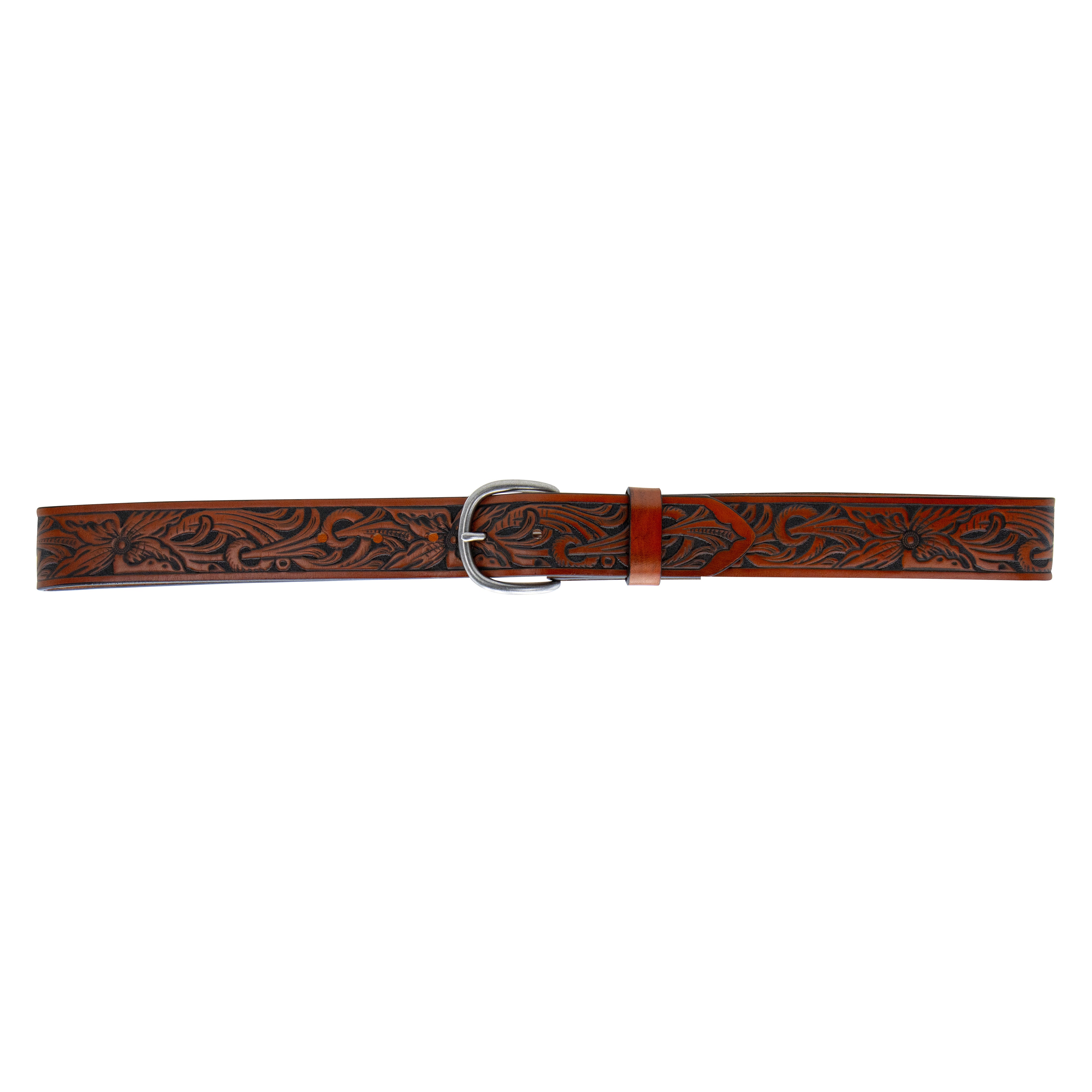 Vintage Floral Tooled Leather Belt. Size 26” Tapered Floral Belt – King Ranch Saddle Shop main image 3