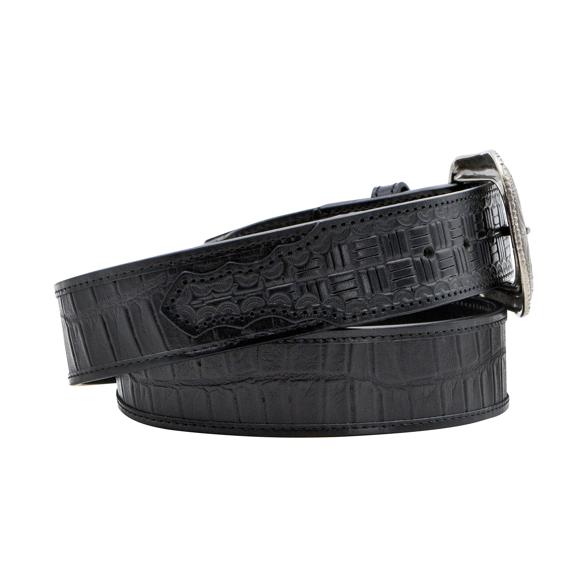 1 1/2&quot; Exotic Alligator Print with Checkered Billets Belt