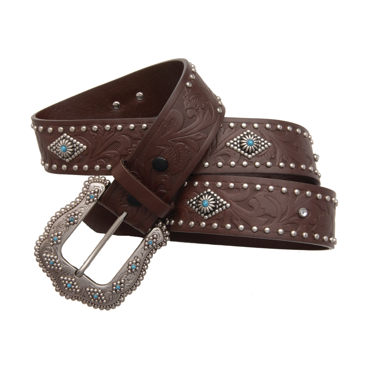 1 1/2&quot; Turquoise Diamond Concho Belt