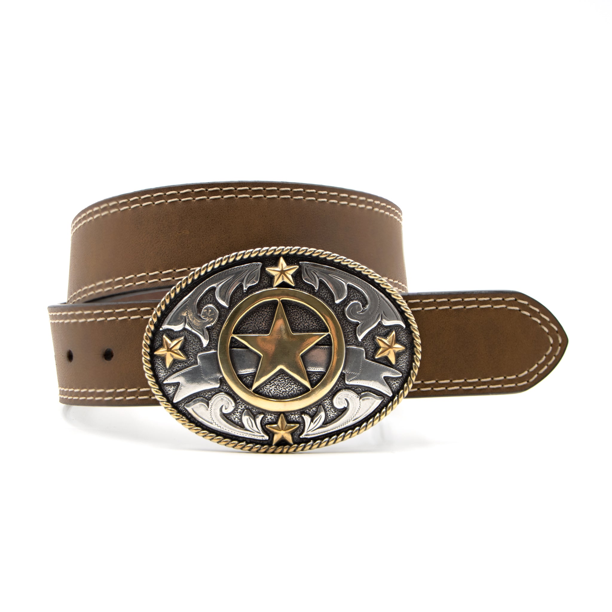 【送料&関税込】Golden  Houston Braided Buckle Belt Gold Star State of Texas Western Scallop Braided Leather
