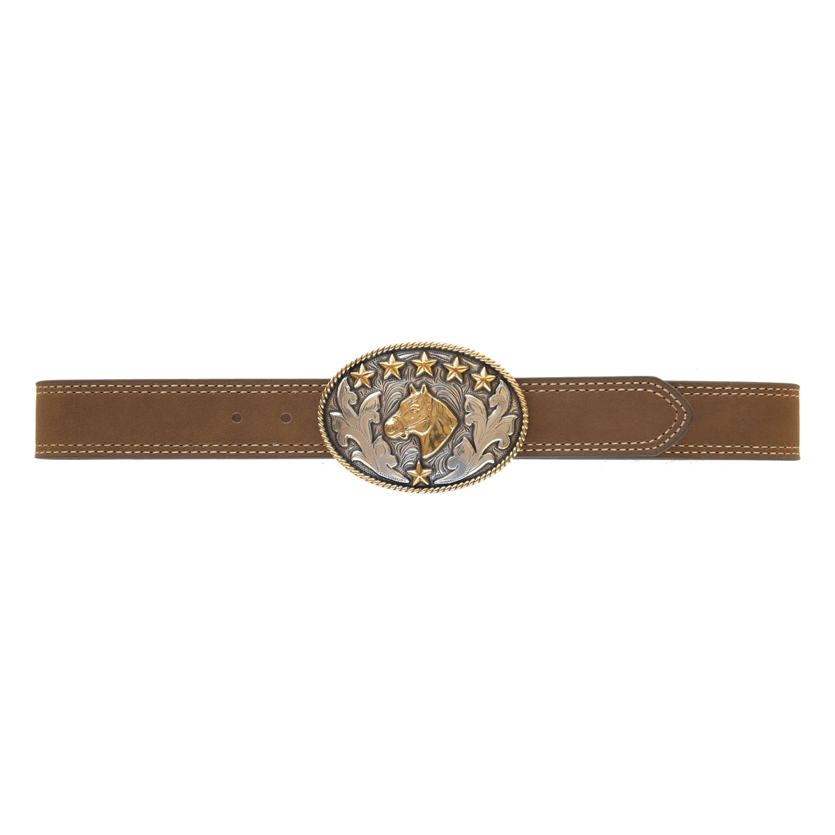 Kids’ 1 1/4&quot; Horse Head Buckle with Double Stitch Belt