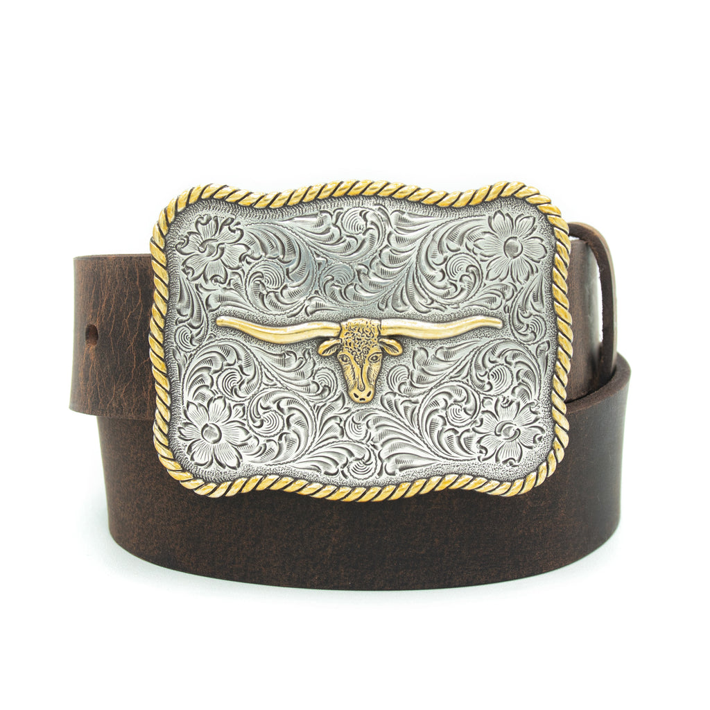 1 1/2 Scalloped Longhorn Western Buckle Belt - AndWest