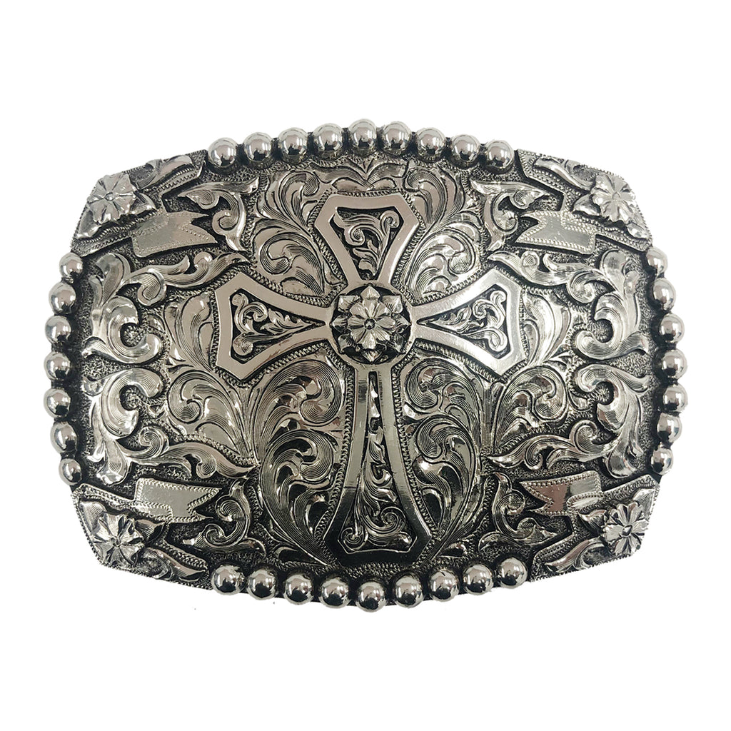 ?RARE?VTG cross blades belt buckle 2000s Vintage Chrome Cross Buckle Belt – Unisex Grunge Emo  main image 3